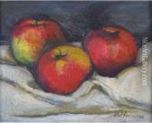 Three Apples Oil Painting - Walt Kuhn
