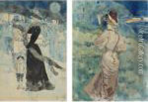 Women Of Fashion: Two Works Oil Painting - Henry Somm