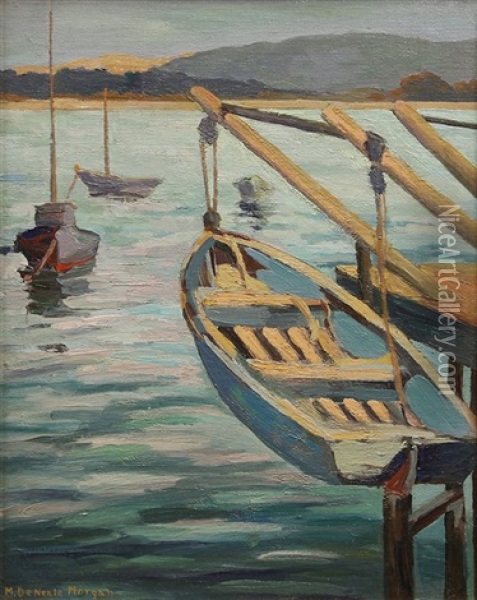 Boats In Monterey Harbor Oil Painting - Mary Deneale Morgan