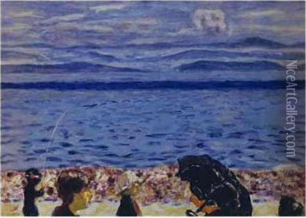 La Plage, Mer Bleue Oil Painting - Pierre Bonnard