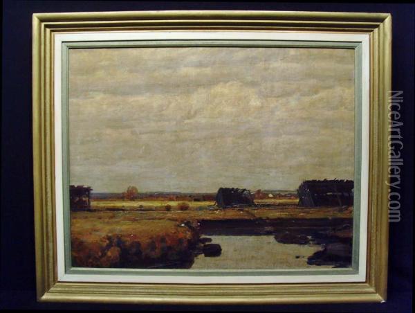 Landschaft Mit Torfstecherei Oil Painting - Georg Jauss
