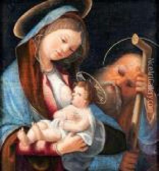 Sacra Famiglia Oil Painting - Jacopo Negretti