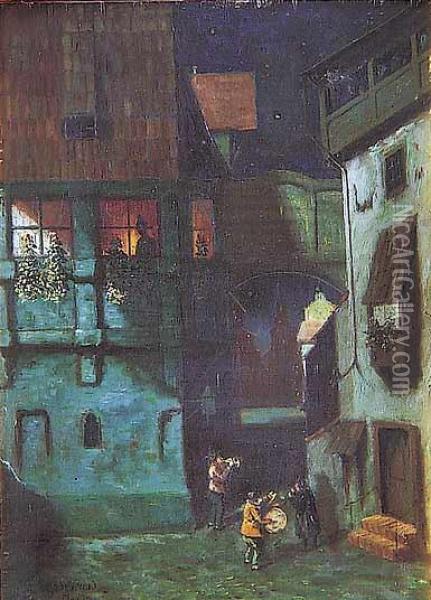 Serenata Nocturna Oil Painting - Ernst Hildebrand