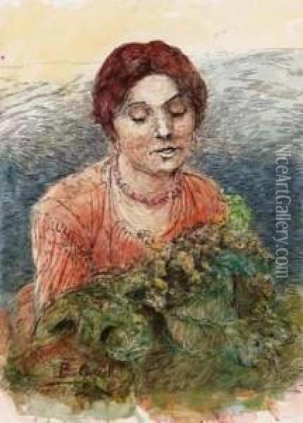 Ragazza Con Collana In Corallo Oil Painting - Basilio Cascella