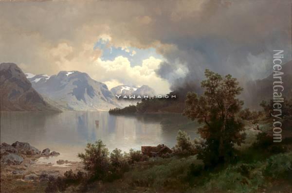 Fjordlandskap Oil Painting - Joachim Frich