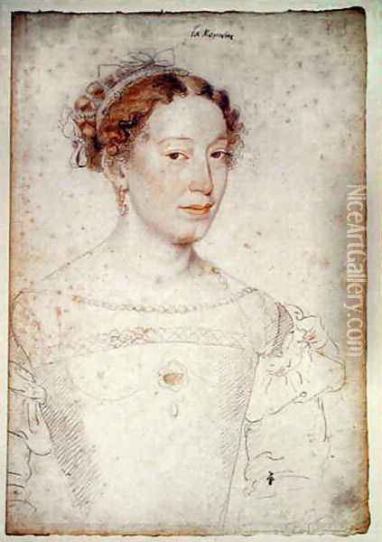 Unknown Lady called 'La Romaine', c.1555 Oil Painting - (studio of) Clouet