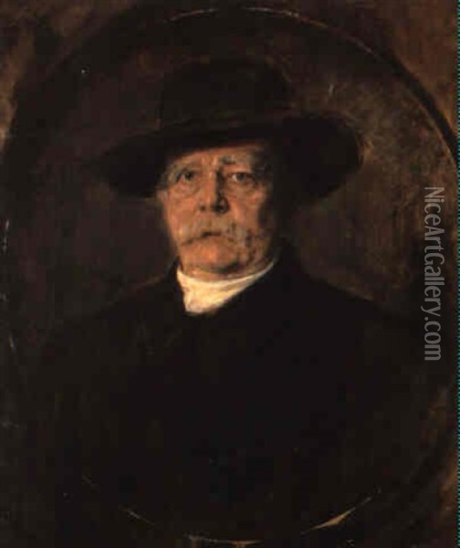 Portrait Otto Von Bismarck Oil Painting - Franz Seraph von Lenbach