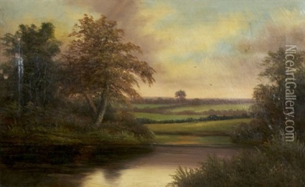 River Landscape Oil Painting - Samuel W. Griggs