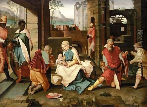 The Adoration Of The Magi Oil Painting - Lucas Van Leyden