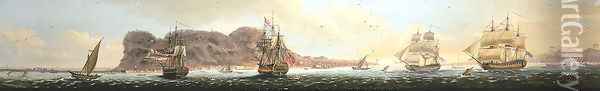 Shipping off Gibraltar Oil Painting - John Houlditch