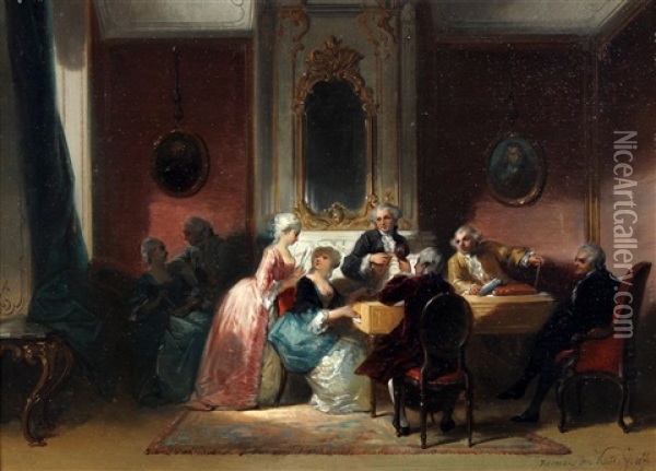 Een Vrolijk Gezelschap In De Salon Oil Painting - Herman Frederik Carel ten Kate