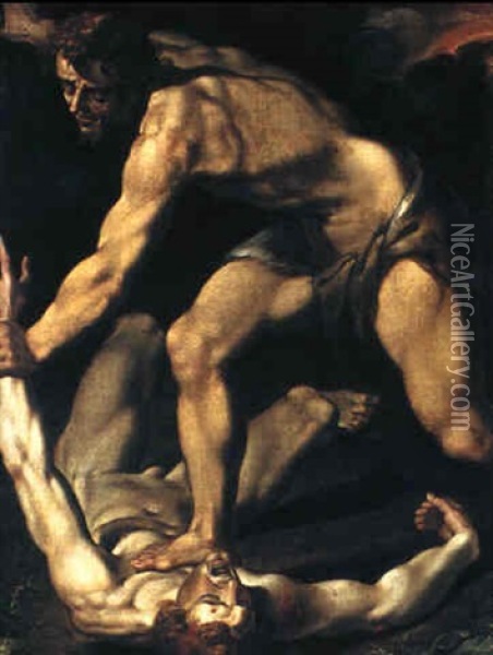 Cain Slaying Able Oil Painting - Louis (Ludovico) Finson