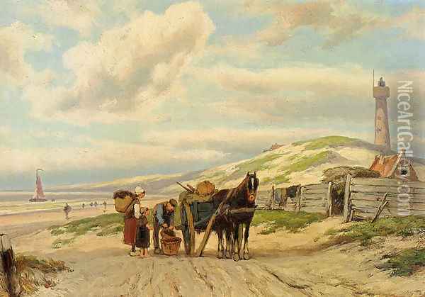 Returning Home Oil Painting - Johannes Hermanus Koekkoek Snr