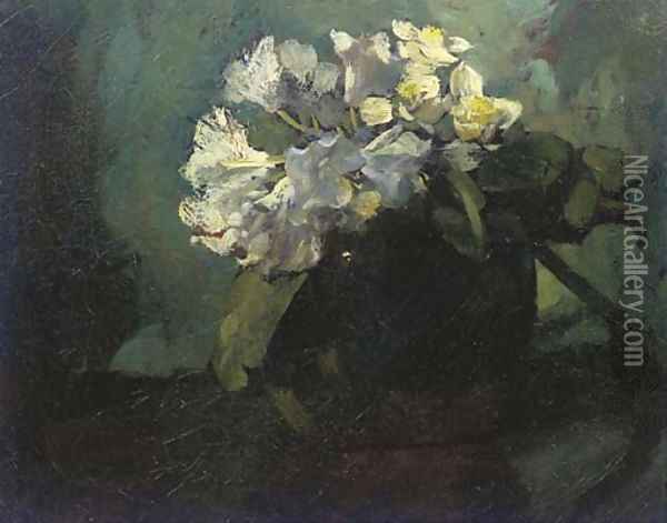 Zinnias in a vase Oil Painting - Floris Verster
