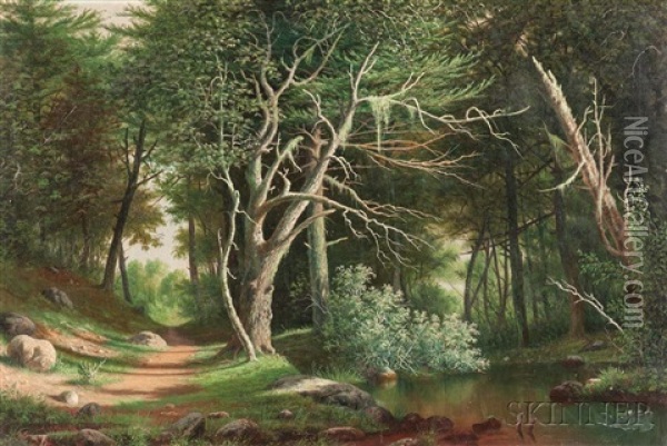 A Forest Pool Oil Painting - William Allen Wall