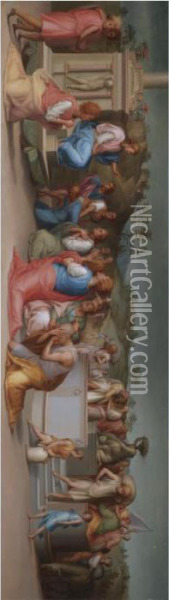 Joseph's Brothers Beg For Help Oil Painting - (Jacopo Carucci) Pontormo