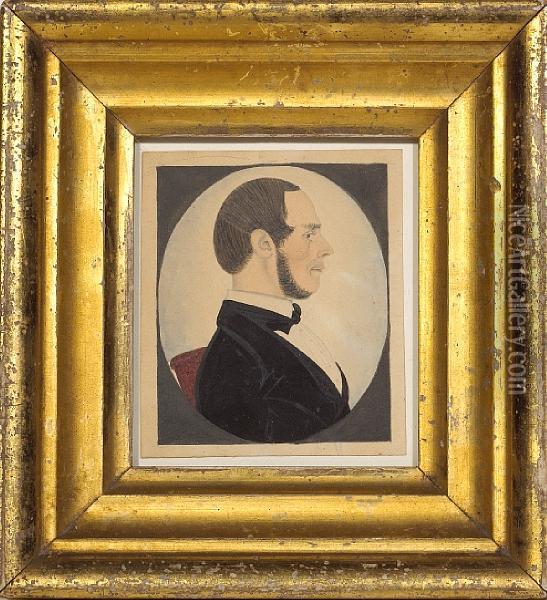 A Portrait Miniature Of A Gentleman Oil Painting - Justus Dalee