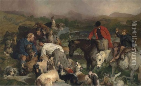Otter Hunting Oil Painting - Sir Edwin Henry Landseer