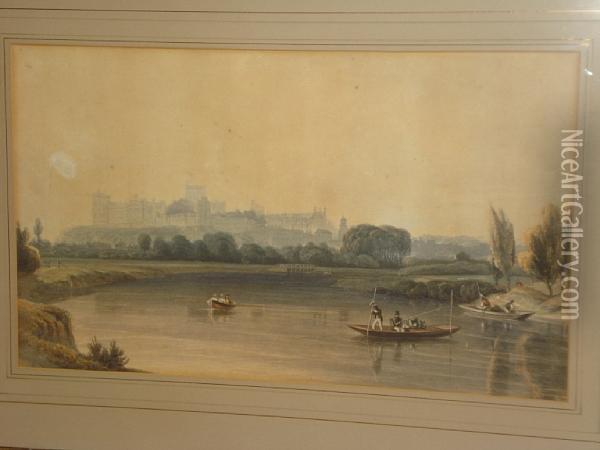 The Thames At Windsor Oil Painting - William of Eton Evans