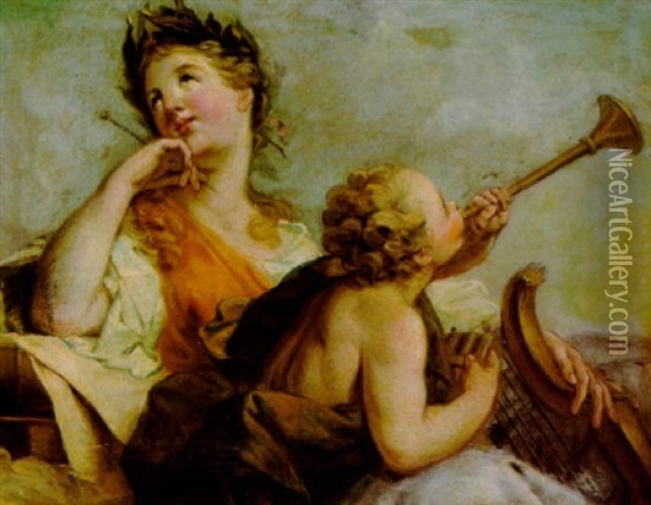 Allegoria Della Musica Oil Painting - Giovanni Antonio Pellegrini