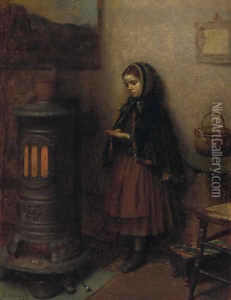 Warming Her Hands Oil Painting - Eastman Johnson
