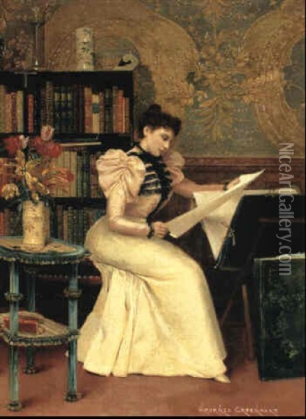 The Elegant Connoisseur Oil Painting - Georges Croegaert
