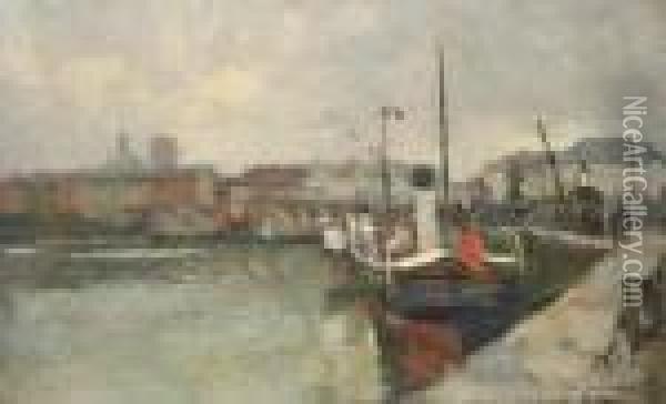 Le Port De Dieppe Oil Painting - Albert Lebourg