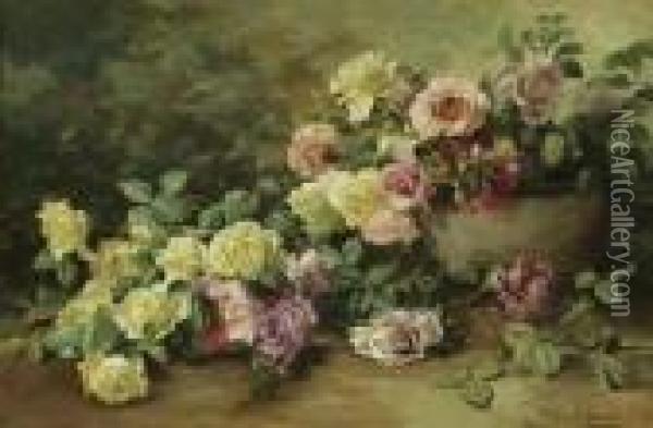 Pink And White Roses Oil Painting - Marie Osthaus Griffith