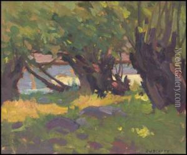 Sunlight In The Willows Oil Painting - John William Beatty