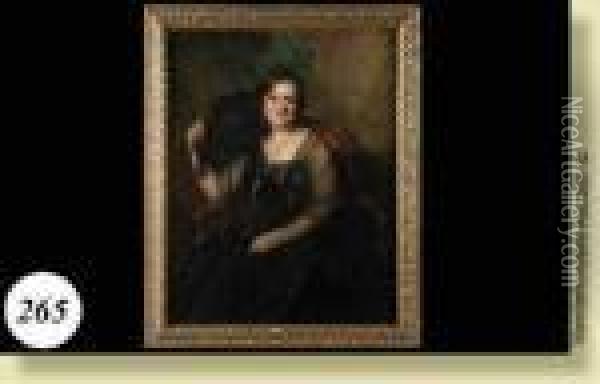 Portrait D'une Dame De Qualite A L'eventail Oil Painting - Charles Joseph Watelet