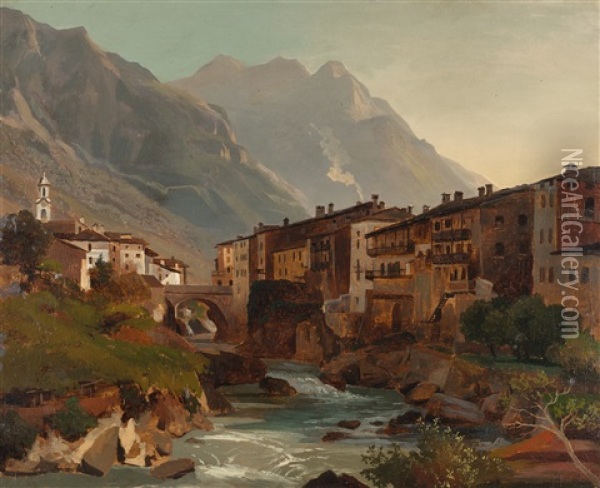 Blick Auf Chiavenna Oil Painting - Johann Wilhelm Schirmer