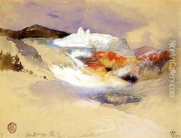 Hot Springs, Yellowstone Oil Painting - Thomas Moran