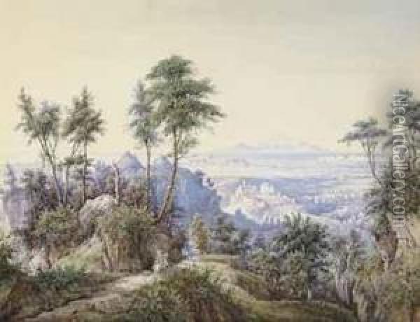 A View Of Troy From The Hills, Looking Out To The Aegean Oil Painting - Johann Jacob Wolfensberger