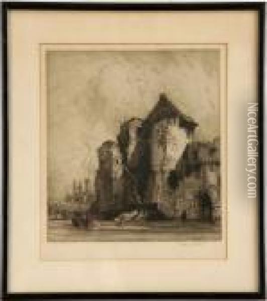 St. Andrew's Castle, Fife Oil Painting - E. Hedley Fitton
