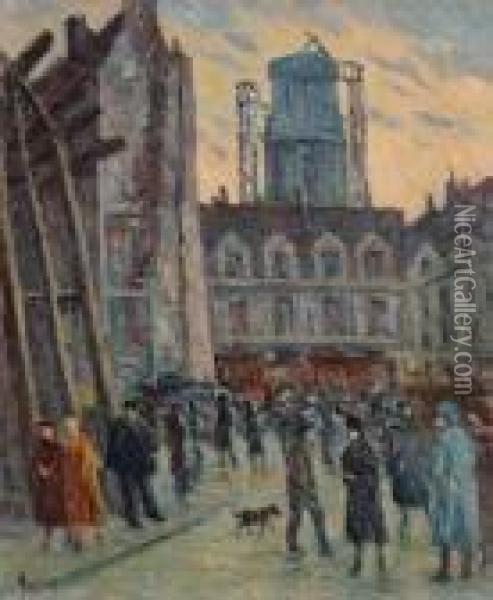 Place De Paris Animee Oil Painting - Maximilien Luce