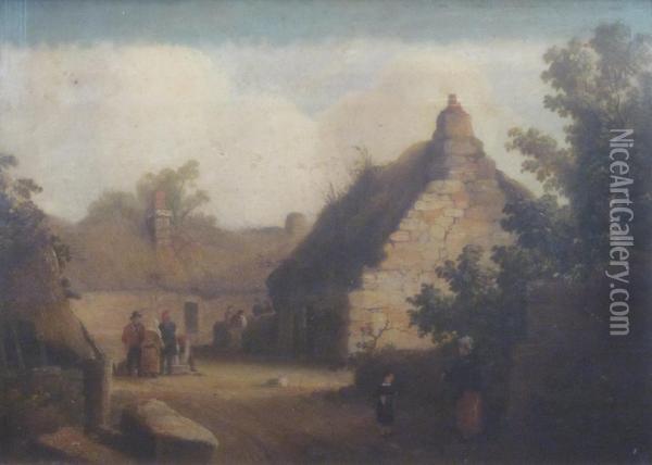 Old Cottages Near Tranent Oil Painting - James William Giles