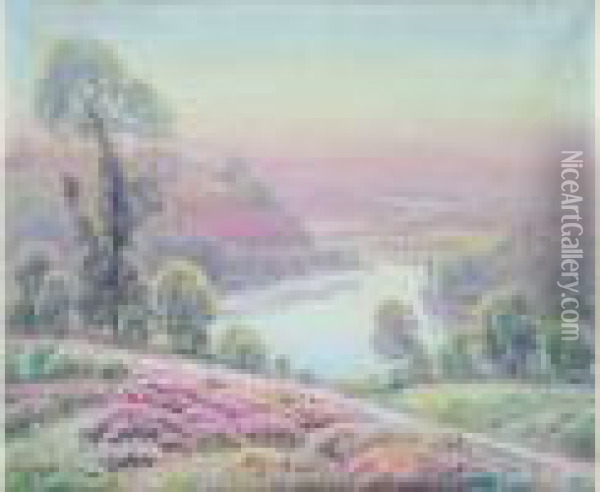 La Vallee De La Dourste Oil Painting - Gaston Anglade