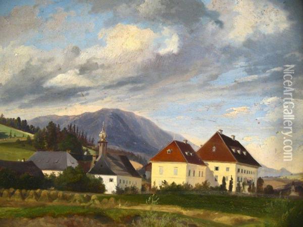 Mountain Village Oil Painting - Joseph Heike