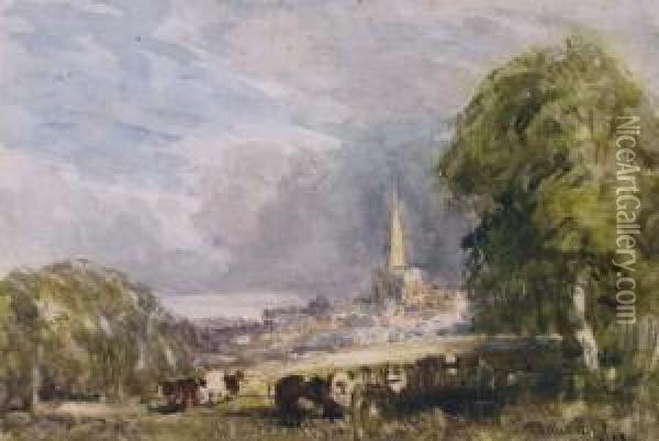Yardley Church From Stoney Lane 
(illustrated); And Clock Mill, Near Beddgelert, North Wales Oil Painting - John Keeley