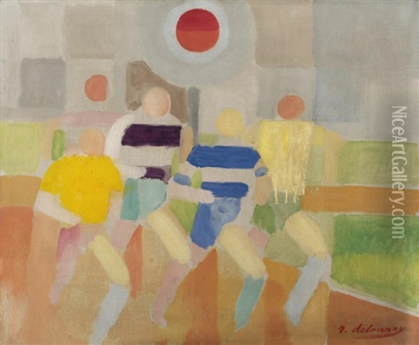 Les Coureurs A Pied Oil Painting - Robert Delaunay