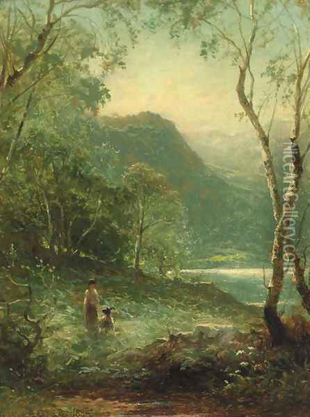A Glimpse of the Lake Oil Painting - Benjamin Williams Leader