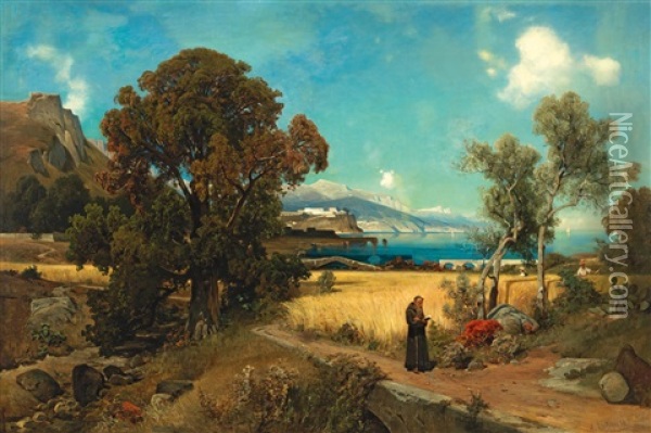 Sicilian Scene Oil Painting - Ascan Lutteroth