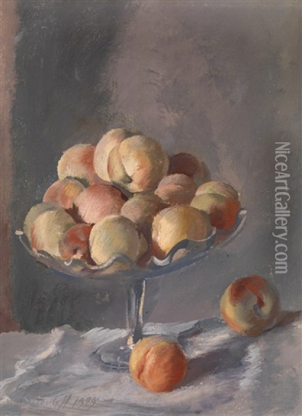 Still Life With Peaches Oil Painting - Alexander Evgenievich Iacovleff