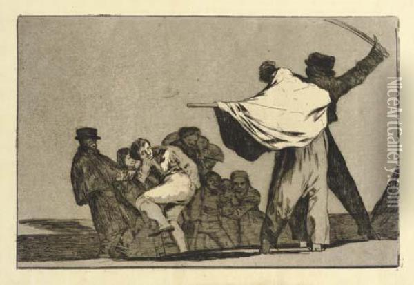 Dos A Uno Oil Painting - Francisco De Goya y Lucientes