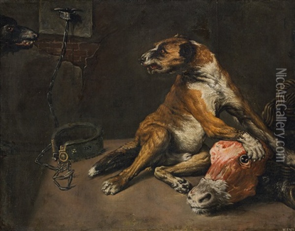 Dogs With Their Prey Oil Painting - Domenico Brandi