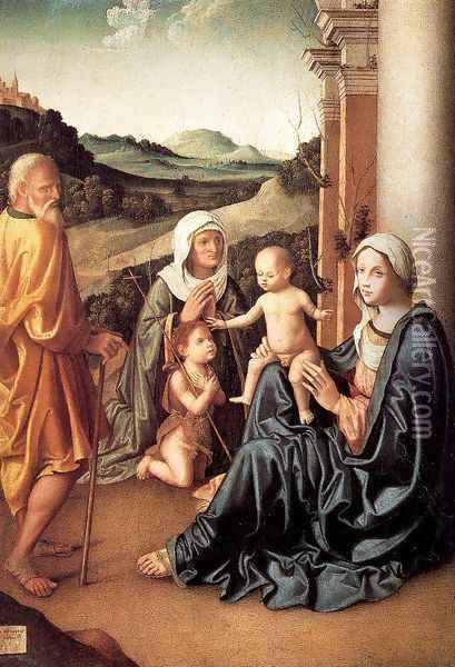 Holy Family with Saint Elizabeth and the Infant Saint John 1515 Oil Painting - Marco Palmezzano