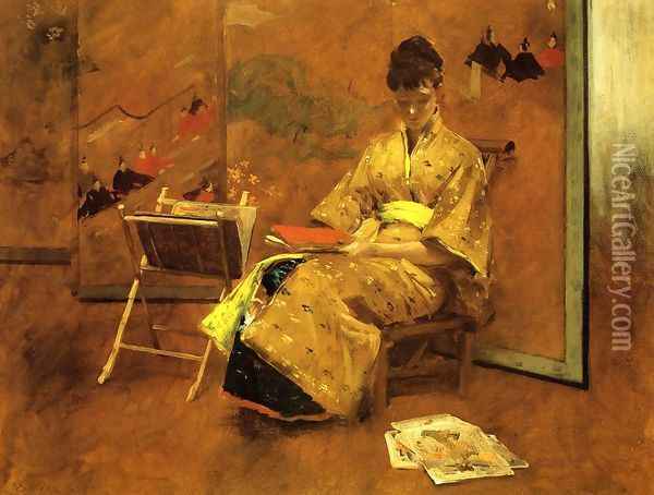 The Kimono Oil Painting - William Merritt Chase