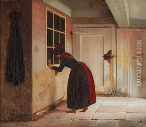 Posthuset I Sonderho, Fano Oil Painting - Johann Julius Exner