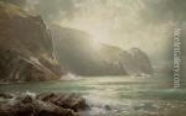 Cornish Coastline Oil Painting - William Trost Richards