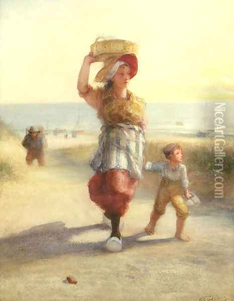 Bringing home the catch Oil Painting - Ferdinand Carl Sierich
